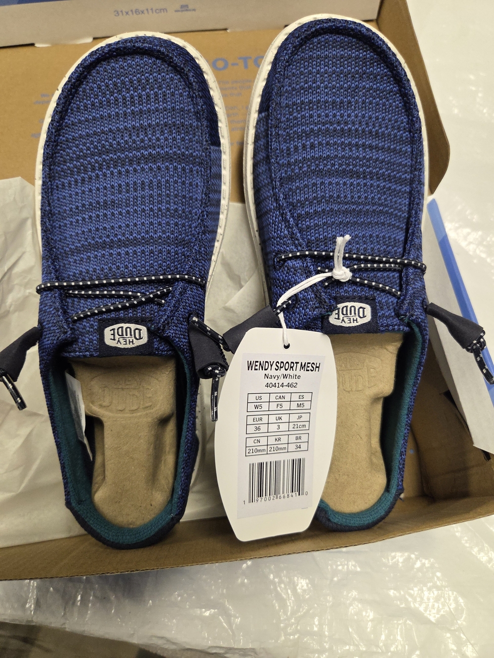 HEY DUDE Wendy Sport Mesh Kids Shoes - Navy/White